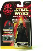 DARTH MAUL TATOOINE WITH CLOAK & LIGHTSABER Star Wars Episode 1 Action Figure & COMMTECH CHIP