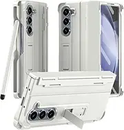[RUNGOS] One-Piece for Samsung Z Fold 5 Case, Built-in 1 S Pen & Screen Protector [All-Inclusive Hinged Protection] [Hidden Kickstand & Pen Holder] 10X Shockproof Cover for Samsung Galaxy Z Fold 5 Case