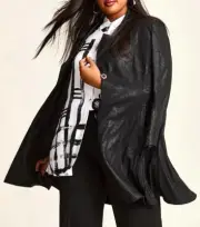 TS TAKING SHAPE plus size S / 16 Coated Luna Longline Jacket chic NWT rrp$230!