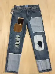 Revice the graduate Mens patchwork jeans faded blue Sz 34/31 (new)