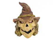 1pce 20cm Realistic Scarecrow Skull With Wizard Hat Resin Home Decor