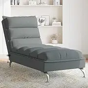 Generic Massage Chaise Lounge with Cushions Dark Grey Fabric