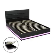 Artiss Bed Frame Beds Base RGB LED Gas Lift Queen LUMI