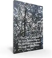 Tomuu Erissa Canvas Wall Art - Bible Verses Wall Decor Flowering Tree 12x16 Inch - Christian Gift - Scripture Wall Art - Psalm 100:5 Inspirational Christian Wall Decor - Ideal for Home & Office