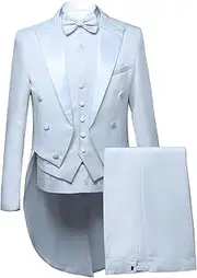 [Aosufei] Men's Sequin Tuxedo Costume Jacket Classic Slim Fit Tuxedo Suit Coat Blazer Magician Tailcoat Magic Costume