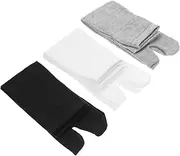 [MOKKHNB] 3Pairs Elastic Polyester Cotton Toe Socks for Men Women Comfortable Black White Grey Toe Socks for Flops Sweat Absorbent Fits