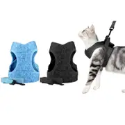 2Pcs Dog Medium Sized Adjustable Reflective Soft Padded Pet Harness Easy Control Handle-Black And Blue