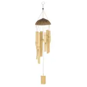 1-Pack Bamboo Wind Chimes, 30 Inch Wood Wind Chimes for Outside [Wood Color]