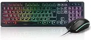 Wired Rainbow LED Backlit Keyboard and Mouse Combo,USB Lighted Computer Keyboards,Quiet Input Keyboard and Mouse for PC, Windows, Laptop,Office and Game