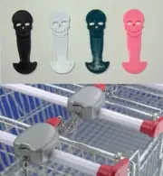 3 x Skull Shopping Trolley Token Keys - Black, White, Green, Pink - Removable