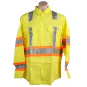 3 x WS WORKWEAR Hi-Vis Open Front Cotton Ripstop Shirt - Yellow
