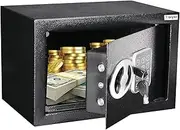 Vaiyer Electronic Safe Box for Money with Digital Keypad & Keys, Money Safe Lock Box, Safety Boxes for Home, Office, Hotel Rooms, Jewelry, Gun, Cash, Steel Alloy Drop Safe 6.7 x 9 x 6.7 in