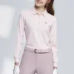 【PLAYBOY GOLF】女款LOGO字母印花吸濕排汗抗UV薄長袖POLO衫-粉橘(高爾夫球衫/KA23201-23)