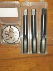 M16 X 1.5 RH HSS HAND TAP SET 102mm +OD 1 1/2" HSS split screw Die button. ISO