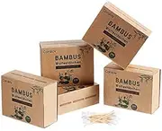 Ruboka Bamboo Cotton Buds | Pack of 5 (1000 Pieces) | 100% Cotton Double Ear Swabs | Sustainable & Eco friendly | Plastic Free Environmentally Clean Packaging