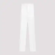 [Thom Browne] Thom Browne-White Straight Leg Cotton Chino Pants-Uomo 5 NUM
