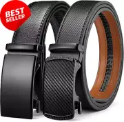 Belts Men Leather Belts for Men Ratchet Dress Belt with Automatic Sliding Buckle