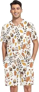 [GAIREG] Mens Pajama Sets Short Sleeve Sleepwear Loungewear Sets Pj Sleep Sets S-XXL, Acorns and Fall Leaves, XX-Large