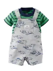 Carters Infant Boys 2 PC Mommy Thinks Im Dino-Mite Dinosaur Shortall & Shirt 12m