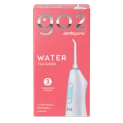 GO2 Dentagenie WATER FLOSSER - a portable POWERFUL CLEAN with 3 flossing modes. Innovative sleek design, 360 degree rotatable head, easy to clean large water tank.