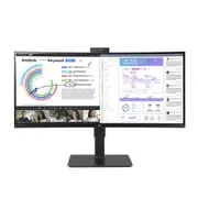 LG 34' 34BQ77QC-B Webcam IPS WQHD UltraWide , 3440x1440 21:9 5ms, HDR10 Height Adjust Tilt Swivel Pivot, SPK HDMI DP USB-C 90w, RJ45 Monitor