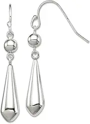 [JewelryWeb] 925 Sterling Silver Polished Dangle Shepherd Hook Earrings 41x7mm Wide-Dangle Earring for Women
