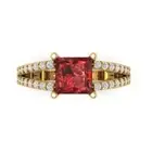 2.44Ct Princess Cut Natural Garnet Solid Gold Engagement Promise Statement Ring