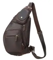 Polare Full Grain Leather Cross Body Sling Bag Chest Bag Backpack Outdoor Cam...