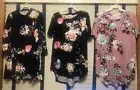 Reborn J Floral Navy or Mauve Boutique Top Knit Tee Crew Neck S M L XL