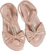 [WOFANLULY] Children's Summer Sandals Butterfly with Elastic Back Strap and Sparkling Beads with Bow Tie