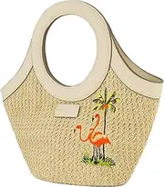 [Concept One] Tommy Bahama Tote Bag, Women's Travel Handbag with Adjustable Shoulder Strap, Embroidered Flamingo and Palm Tree Design, Cream, One Size, Cream, Tommy Bahama Satchel Bag, Women's Crossbody Purse With