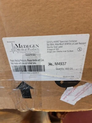 Medegen M4937 Container Specimen 3 OZ wide CS/400 3TAV6 Free Ship Lower 48