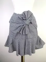 Seed Heritage Womens Size 8 Skirt Gingham Flip Ruffle Bow Mini NWT RRP $89.95