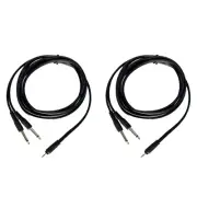 2-Pack 6 ft 3.5mm Male Stereo Cables to Dual 1/4 inch TS Mono Y-Splitter Cable