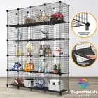 DIY Wire Cabinet Shelf 20 Cube Clothes Toy Storage Display Grid Mesh Rack Black