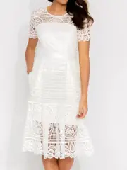 New PORTMANS SIGNATURE Goddess Lace Dress White Size 8 Tags SKU 563570