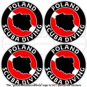POLAND SCUBA DIVING Flag-Polish Map Shape Circular Stickers, Decals 50mm (2") x4