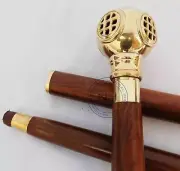 Classic Style Diving Helmet Brown WoodenDeep Sea Walking Stick Cane Brass