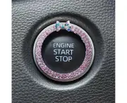 ALITTLEBYLIFE Car Bling Ring Emblem Car Accessories for Buttons & Knobs, Sparkling Push Start Button Sticker, Key Ignition & Knob Ring Decoration, Bling Ca
