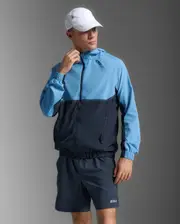 Aero Hex Windbreaker, 2XU, XS, Azure/Midnight, Male