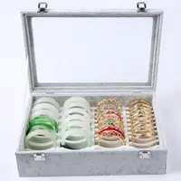 在飛比找蝦皮商城精選優惠-透明玻璃蓋手鐲箱首飾盒木質玉鐲盒子收納珠寶箱復古金銀手鐲整理