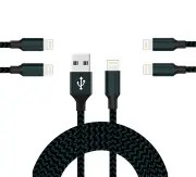 Catzon 1M 2M 3M 5Packs iPhone Charger Nylon Braided Phone Cable Fast Charger Cable USB Cord - Navy