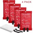 Prepared Emergency Fire Blanket for Home, Fiberglass Fire Blanket 4 Pack