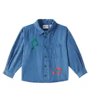 [Mini Rodini] Mini Rodini Note embroidered denim shirt Y 8/9 blue