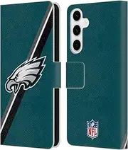 Head Case Designs Officially Licensed NFL Stripes Philadelphia Eagles Logo Leather Book Wallet Case Cover Compatible with Samsung Galaxy S24+ 5G