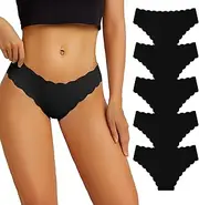 [SHARICCA] Women's Underwear Seamless Briefs Stretch Hipster Brazilian Briefs Invisible Soft Panties Stripes Bikini Underwear for Women Pack of 5