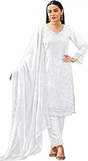 [FASHION BAZAR 365] Indian Women's Organza Fabric Embroidery Bits Work Pakistani Suit 342y