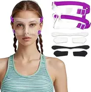 AF01B Women Nose Guard for Broken Nose Adults Adjustable Basketball Soccer Sports Face Shield Mask with Foam Padding for Youths Teens (Purple Open)