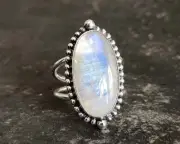 Rainbow Moonstone 925 Sterling Silver Handmade Ring For Women's
