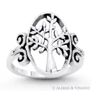 Tree-of-Life Knowledge Etz Chaim Religious Solid .925 Sterling Silver Charm Ring